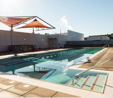 A photo of the lap pool at the United Therapeutics location at Research Triangle Park, North Carolina 